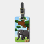 Leuke Safari Olifant Pixel Art Bagagelabel (Voorkant verticaal)