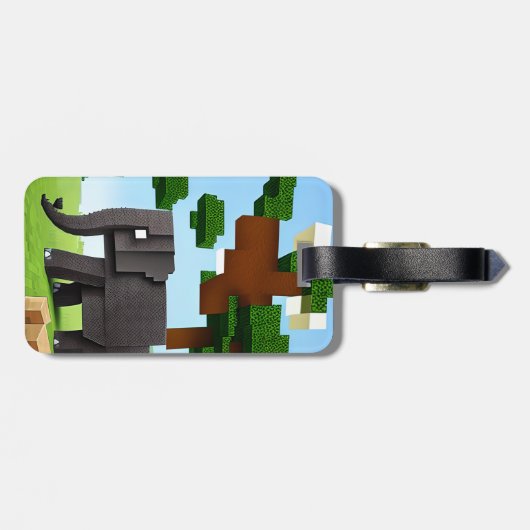 Leuke Safari Olifant Pixel Art Bagagelabel (Achterkant horizontaal)