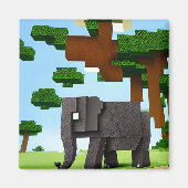 Leuke Safari Olifant Pixel Art Magneet (Voorkant)