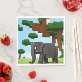 Leuke Safari Olifant Pixel Art Servet