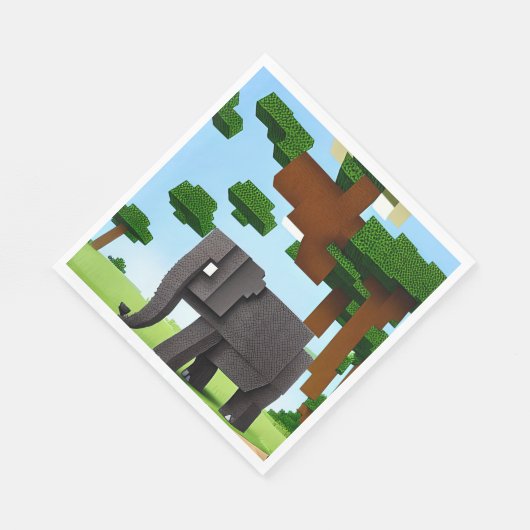 Leuke Safari Olifant Pixel Art Servet (Hoek)