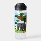 Leuke Safari Olifant Pixel Art Waterfles (Achterkant)