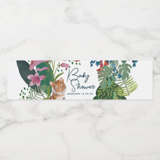 Leuke Safari Tiger Oerwoud Nieuwe Baby Shower Waterfles Etiket (Enkel label)