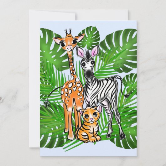 Leuke Safari vrienden giraffe zebra tijger palmbla Kaart (Voorkant)