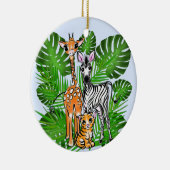 Leuke Safari vrienden giraffe zebra tijger palmbla Keramisch Ornament (Rechts)