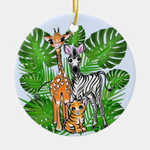 Leuke Safari vrienden giraffe zebra tijger palmbla Keramisch Ornament