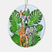 Leuke Safari vrienden giraffe zebra tijger palmbla Keramisch Ornament (Links)