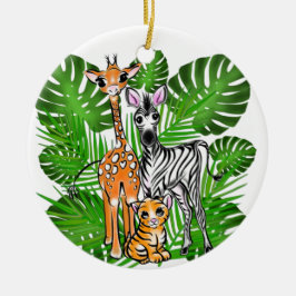 Leuke Safari vrienden giraffe zebra tijger palmbla Keramisch Ornament