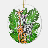Leuke Safari vrienden giraffe zebra tijger palmbla Keramisch Ornament (Links)