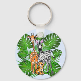 Leuke Safari vrienden giraffe zebra tijger palmbla Sleutelhanger