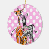 Leuke Safari vrienden giraffe zebra tijger roze po Keramisch Ornament (Links)