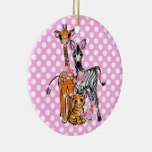 Leuke Safari vrienden giraffe zebra tijger roze po Keramisch Ornament (Rechts)