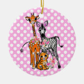 Leuke Safari vrienden giraffe zebra tijger roze po Keramisch Ornament (Voorkant)