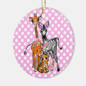 Leuke Safari vrienden giraffe zebra tijger roze po Keramisch Ornament (Links)