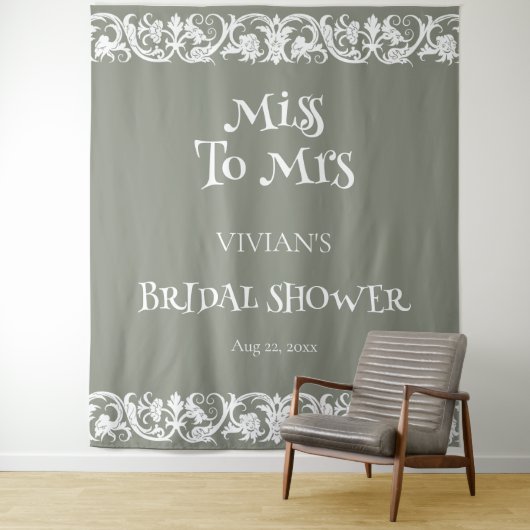 Leuke Saliegroene Minimalistische Bruidsdouche Wandkleed (In situ)
