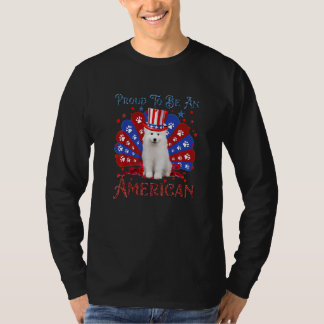 Leuke Samoyed Amerikaanse vlag Happy 4th van juli T-shirt