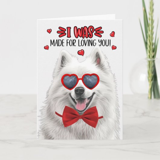 Leuke Samoyed Dog Gemaakt voor Liefde U Valentijn Feestdagen Kaart (Voorkant)