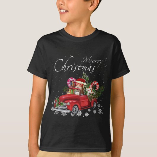 Leuke Santa Fox Terrier Riding Rode Vrachtwagen Me T-shirt (Voorkant)