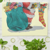 leuke santa glimlachend en klaar voor kerstmis theedoek (Gevouwen)