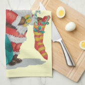 leuke santa glimlachend en klaar voor kerstmis theedoek (Quarter Fold)