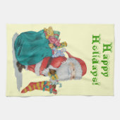 leuke santa glimlachend en klaar voor kerstmis theedoek (Horizontaal)