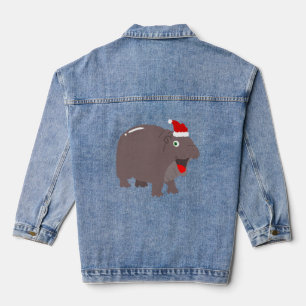 Leuke Santa Hippo Kerstmis nijlpaard Denim Jacket