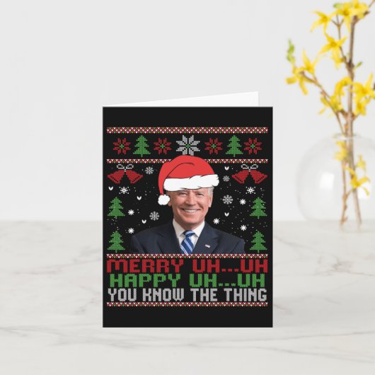 Leuke Santa Joe Biden Vrolijk uh Kerst Lelijk Kaart (Gele Bloem)