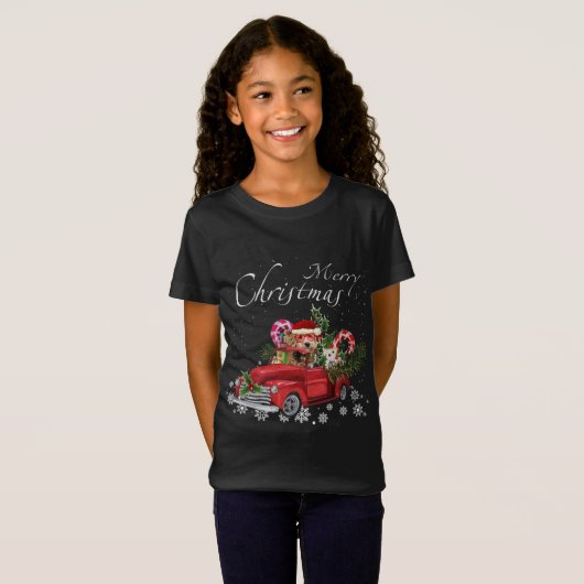 Leuke Santa Labradoodle Riding Rode Vrachtwagen Me T-shirt (Voorkant volledig)