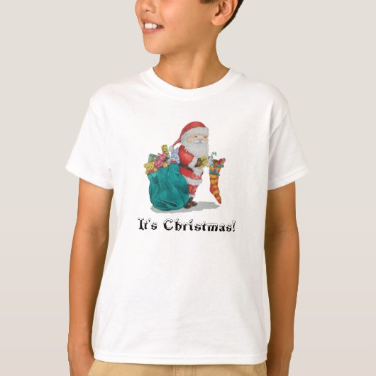 leuke santa met kinder t-shirt voor kerstmis (Voorkant)