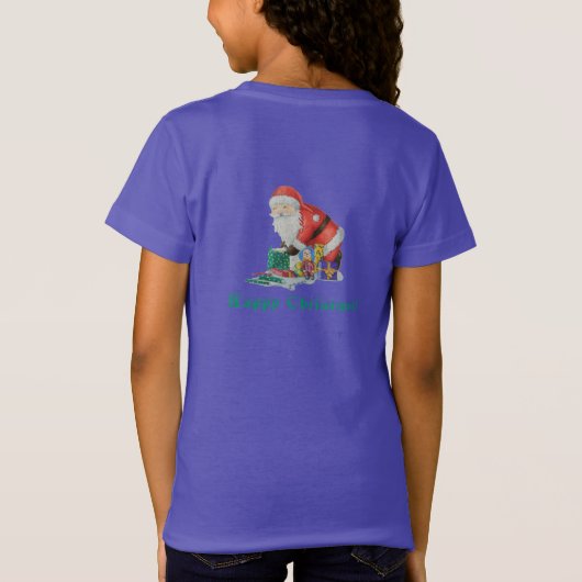 leuke santa met kinder t-shirt voor kerstmis (Achterkant)