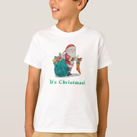 leuke santa met kinder t-shirt voor kerstmis (Voorkant)