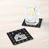 leuke santa met zwarte en witte kerst kartonnen onderzetters (Insitu)