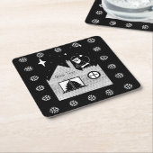 leuke santa met zwarte en witte kerst kartonnen onderzetters (Schuin)