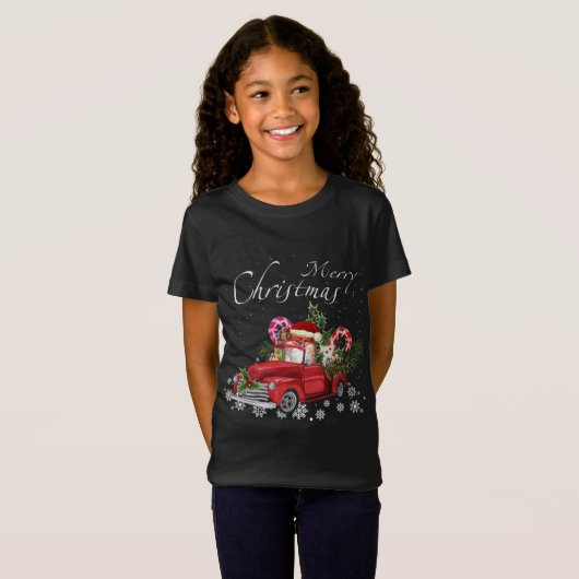 Leuke Santa Pommerse Riding Rode Vrachtwagen Merry T-shirt (Voorkant volledig)