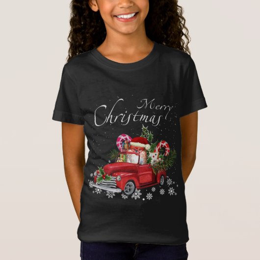 Leuke Santa Pommerse Riding Rode Vrachtwagen Merry T-shirt (Voorkant)
