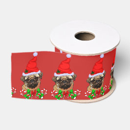 Leuke Santa Pug Kerstmis Vrolijk Grosgrain Lint