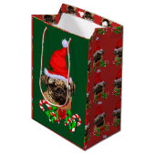 Leuke Santa Pug Kerstmis Vrolijk Medium Cadeauzakje (Voorkant Gekanteld)