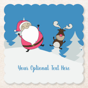 Leuke Santa & Rendier aangepaste tekst papier onde Kartonnen Onderzetters