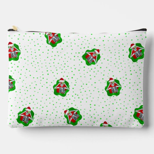 Leuke Santa Skeletten in groene Red Blob Stippen Etui (Voorkant)
