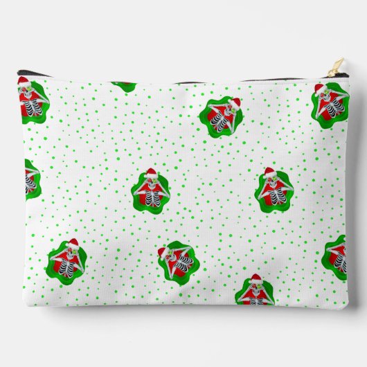 Leuke Santa Skeletten in groene Red Blob Stippen Etui (Achterkant)