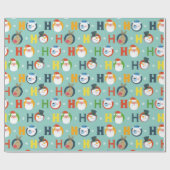 Leuke Santa Sneeuwman Ho Ho Ho Typografie Kerstmis Cadeaupapier (Vlak)