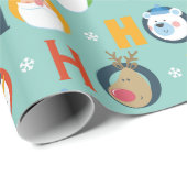 Leuke Santa Sneeuwman Ho Ho Ho Typografie Kerstmis Cadeaupapier (Rol Hoek)