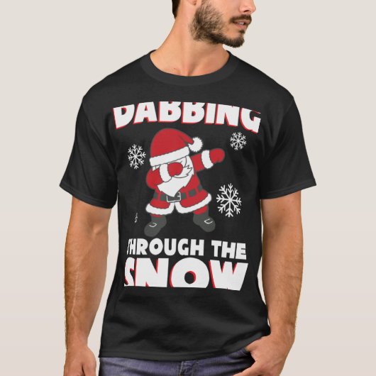Leuke Santa T - shirts Dabben door de sneeuw (Voorkant)