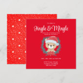 Leuke Santa Teddy Bear Kerstfeest uitnodiging (Voorkant / Achterkant)