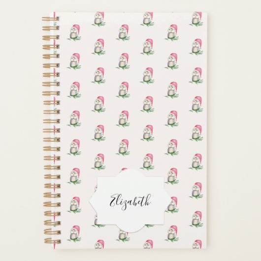 Leuke Santa Uil Waterverf Pattern Planner (Voorkant)