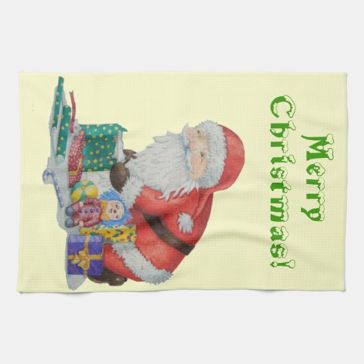 leuke santa wrapper voor kerstmis theedoek (Horizontaal)