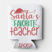 Leuke Santa's favoriete leraar Blikjeskoeler (Achterkant)