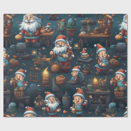 Leuke Santa's Workshop Cadeaupapier (Vlak)