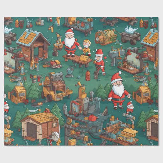 Leuke Santa's Workshop Cadeaupapier (Vlak)