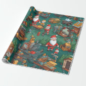 Leuke Santa's Workshop Cadeaupapier (Uitgerold)